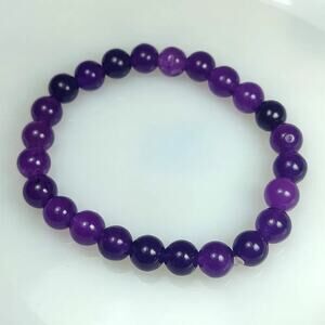 84.08 Ct Natural Purple Amethyst 8mm Bead Bracelet Brazil